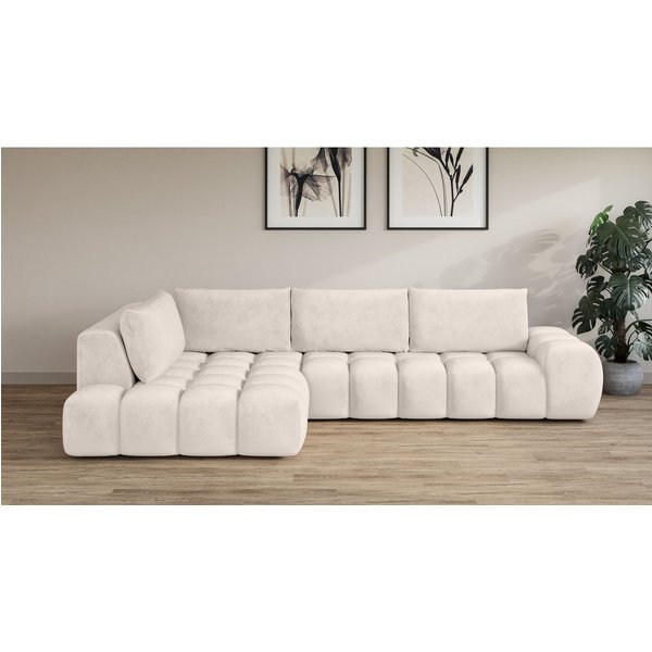 OTTO home Ecksofa AZITA L-Form, XXL 352 cm Designsofa in Bubble-Opitk, lose Rückenkissen, traumhafte Steppung