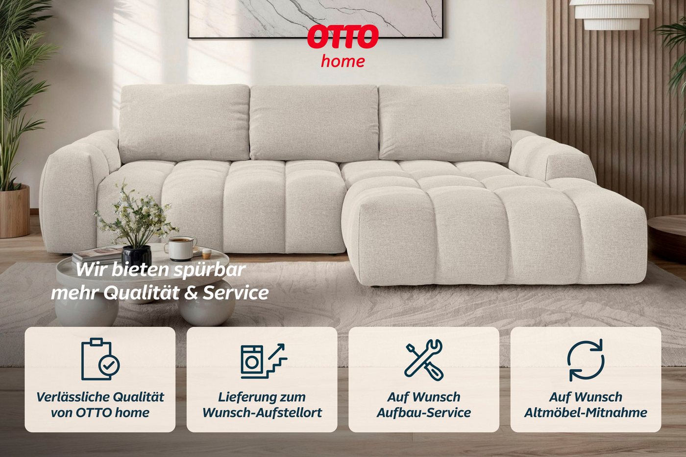 OTTO home Ecksofa AZITA L-Form, 270 cm - OTTO. Verlässliche Qualität., wahlweise als Schlafsofa m. Bettkasten, Bubble-Optik – Bild 5 von 5