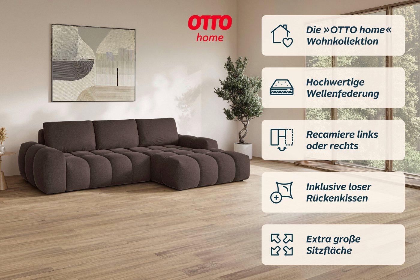 OTTO home Ecksofa AZITA L-Form, 270 cm - OTTO. Verlässliche Qualität., wahlweise als Schlafsofa m. Bettkasten, Bubble-Optik – Bild 3 von 5