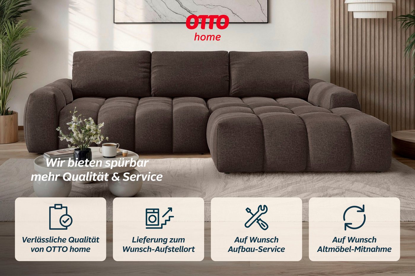 OTTO home Ecksofa AZITA L-Form, 270 cm - OTTO. Verlässliche Qualität., wahlweise als Schlafsofa m. Bettkasten, Bubble-Optik – Bild 4 von 5