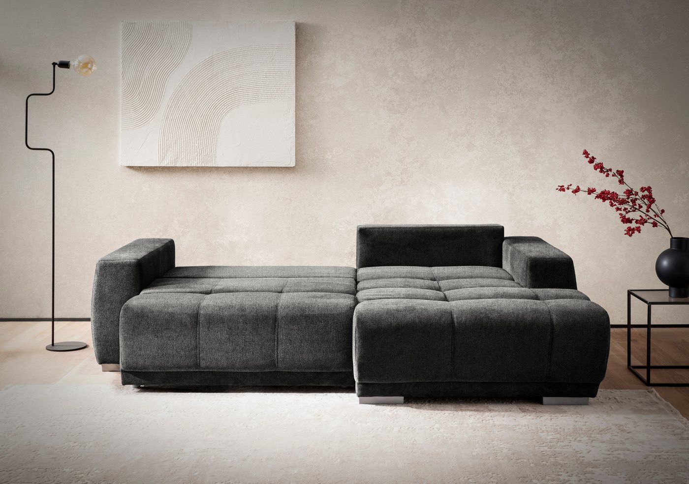 OTTO home Ecksofa Bolero L-Form, B: 241 cm, bequeme Wellenunterfederung, wahlweise, mit Schlaffunktion und Bettkasten, Liegefläche 187x122cm, Gästebett – Bild 2 von 5