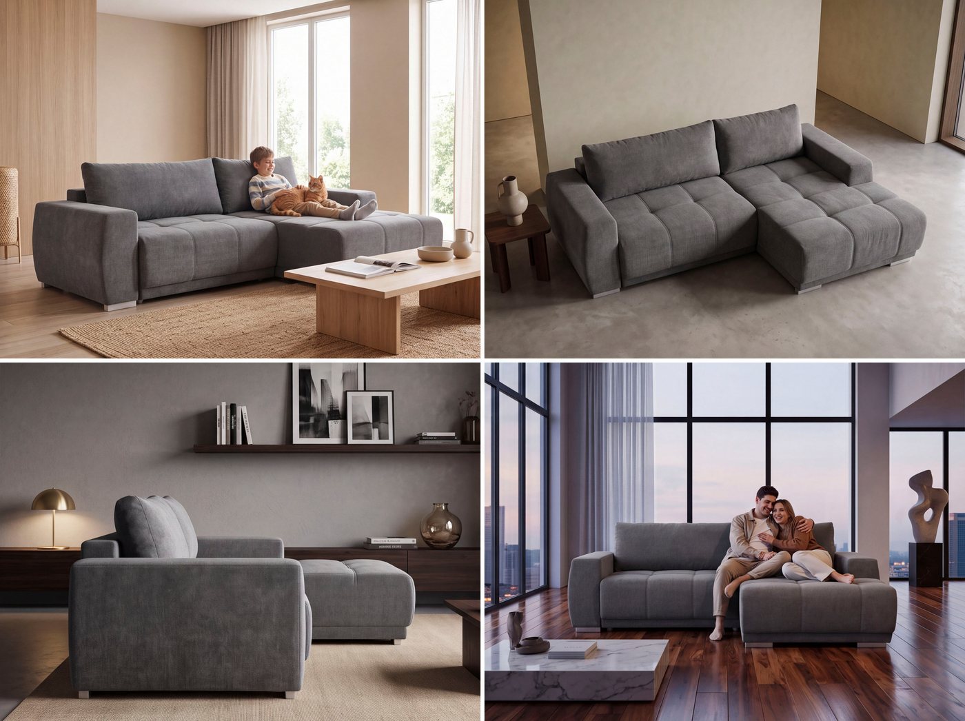 OTTO home Ecksofa Bolero L-Form, B: 241 cm, bequeme Wellenunterfederung, wahlweise, mit Schlaffunktion und Bettkasten, Liegefläche 187x122cm, Gästebett – Bild 2 von 5