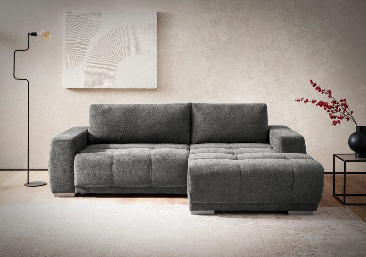 OTTO home Ecksofa Bolero L-Form, B: 241 cm, bequeme Wellenunterfederung, wahlweise, mit Schlaffunktion und Bettkasten, Liegefläche 187x122cm, Gästebett – Bild 5 von 5