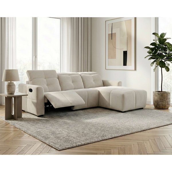 OTTO home Ecksofa CAARLA Cord, L-Form, 261 cm, man. oder elektr. Relaxfunktion (USB-A/C), mit USB-A und USB-C bei elektrischer Ausführung, Kopfteilverstellung