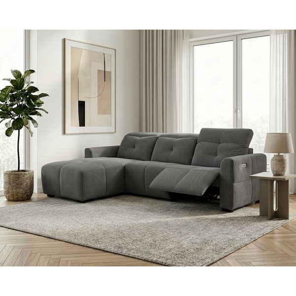 OTTO home Ecksofa CAARLA Cord, L-Form, 261 cm, man. oder elektr. Relaxfunktion (USB-A/C), mit USB-A und USB-C bei elektrischer Ausführung, Kopfteilverstellung