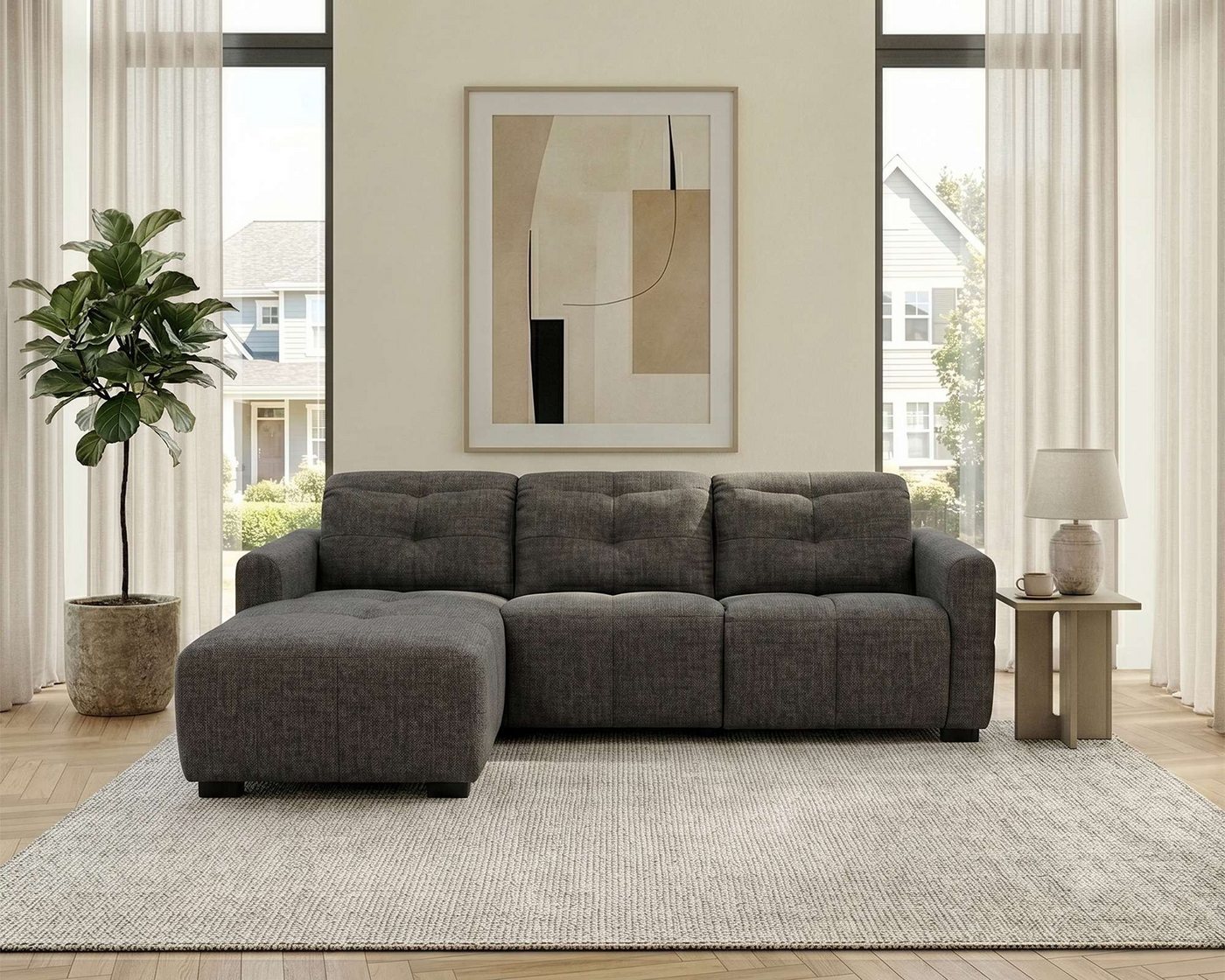 OTTO home Ecksofa CAARLA Webstoff, L-Form, 261 cm, man. o. elektr. Relaxfunktion (USB), mit USB-A und USB-C bei elektrischer Ausführung, Kopfteilverstellung – Bild 4 von 5
