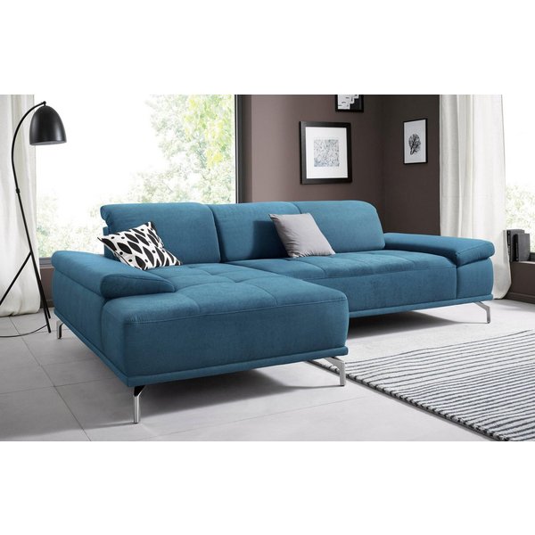 OTTO home Ecksofa Caluna, L-Form, B:280cm, Federkern, in Stoff und Leder, Inkl.Sitztiefenverstellung, wahlweise mit Kopf- und Armteilverstellung