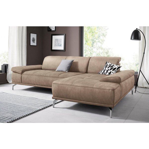 OTTO home Ecksofa Caluna, L-Form, B:280cm, Federkern, in Stoff und Leder, Inkl.Sitztiefenverstellung, wahlweise mit Kopf- und Armteilverstellung