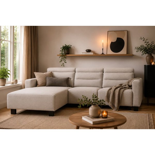 OTTO home Ecksofa CARPARI Webstoff,L-Form,224 cm, man./elektr. Relaxfunktion, (USB A/C), sowie Kopfteilverstellung
