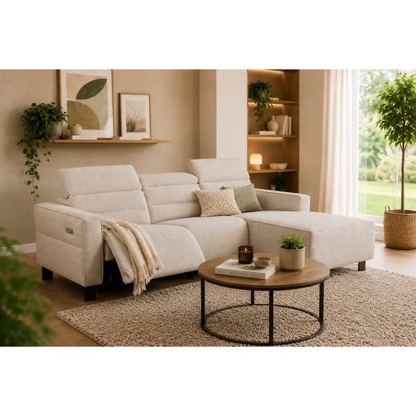 OTTO home Ecksofa CARPARI Webstoff,L-Form,224 cm, man./elektr. Relaxfunktion, (USB A/C), sowie Kopfteilverstellung
