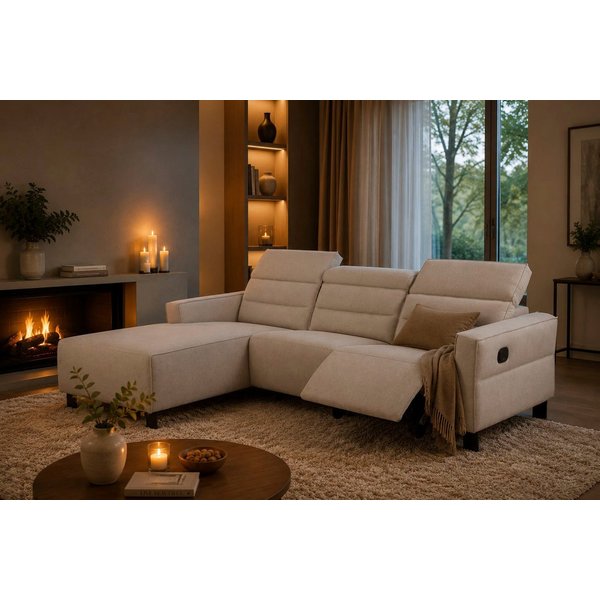 OTTO home Ecksofa CARPARI Webstoff,L-Form,224 cm, man./elektr. Relaxfunktion, (USB A/C), sowie Kopfteilverstellung