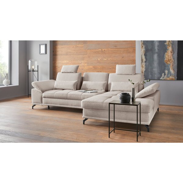 OTTO home Ecksofa Costello L-Form, Sitztiefen- & Armteilverstellung, 3 Nierenkissen, optional Schlaffunktion & Stauraum, Federkern