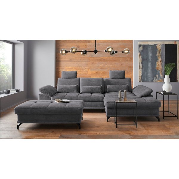 OTTO home Ecksofa Costello L-Form, Sitztiefen- & Armteilverstellung, 3 Nierenkissen, optional Schlaffunktion & Stauraum, Federkern