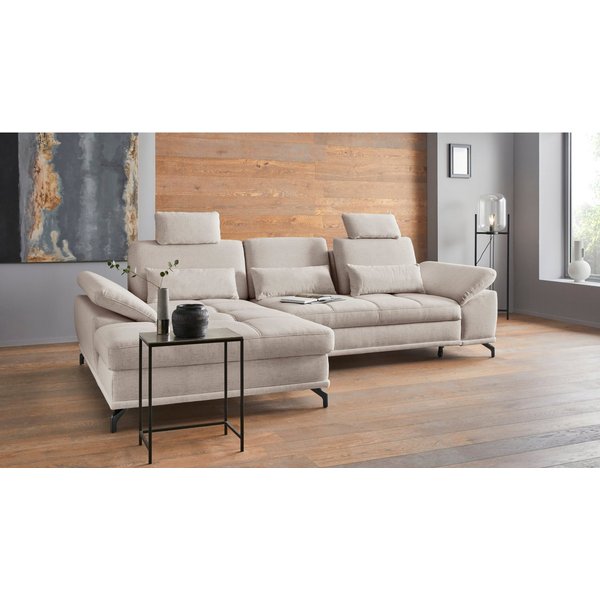 OTTO home Ecksofa Costello L-Form, Sitztiefen- & Armteilverstellung, 3 Nierenkissen, mit Schlaffunktion & Stauraum, Federkern