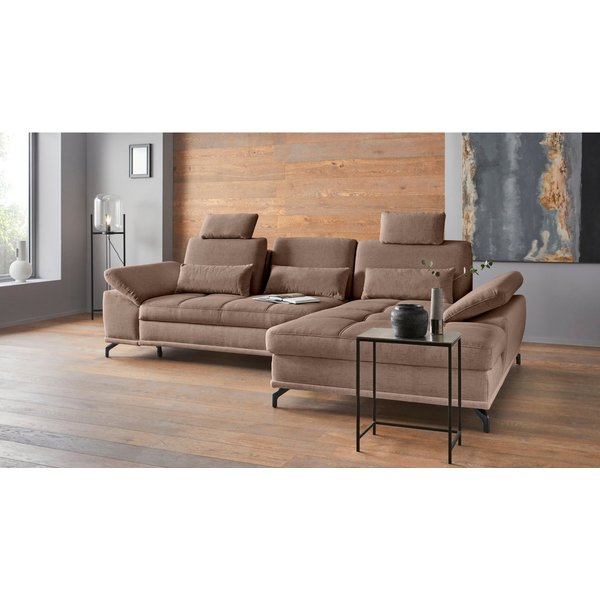 OTTO home Ecksofa Costello L-Form, Sitztiefen- & Armteilverstellung, 3 Nierenkissen, mit Schlaffunktion & Stauraum, Federkern