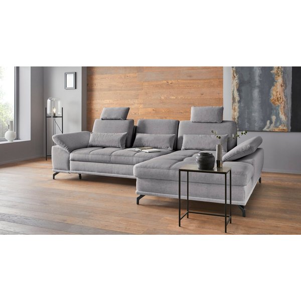 OTTO home Ecksofa Costello L-Form, Sitztiefen- & Armteilverstellung, 3 Nierenkissen, mit Schlaffunktion & Stauraum, Federkern