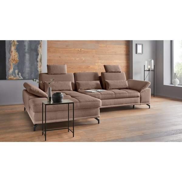 OTTO home Ecksofa Costello L-Form, Sitztiefen- & Armteilverstellung, 3 Nierenkissen, mit Schlaffunktion & Stauraum, Federkern