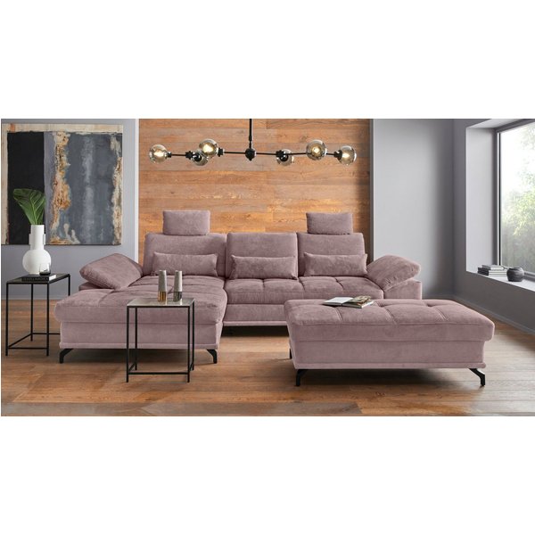 OTTO home Ecksofa Costello L-Form, Sitztiefen- & Armteilverstellung, 3 Nierenkissen, mit Schlaffunktion & Stauraum, Federkern