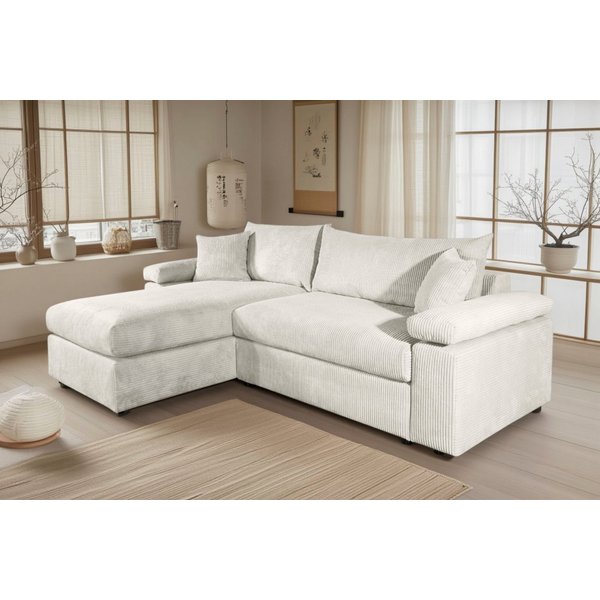 OTTO home Ecksofa Cosy L-Form, B: 234 cm, Sitzaufbau im Sandwich-Federkern, 2 Zierkissen, Mega-Sofa, Cord oder Struktur weich, Kaltschaumauflage
