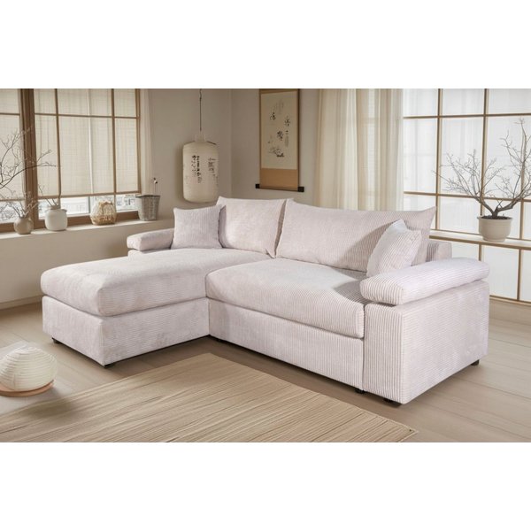 OTTO home Ecksofa Cosy L-Form, B: 234 cm, Sitzaufbau im Sandwich-Federkern, 2 Zierkissen, Mega-Sofa, Cord oder Struktur weich, Kaltschaumauflage