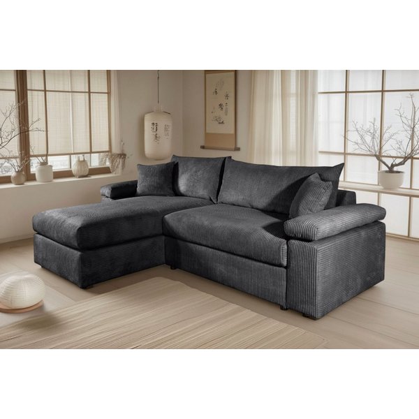 OTTO home Ecksofa Cosy L-Form, B: 234 cm, Sitzaufbau im Sandwich-Federkern, 2 Zierkissen, Mega-Sofa, Cord oder Struktur weich, Kaltschaumauflage