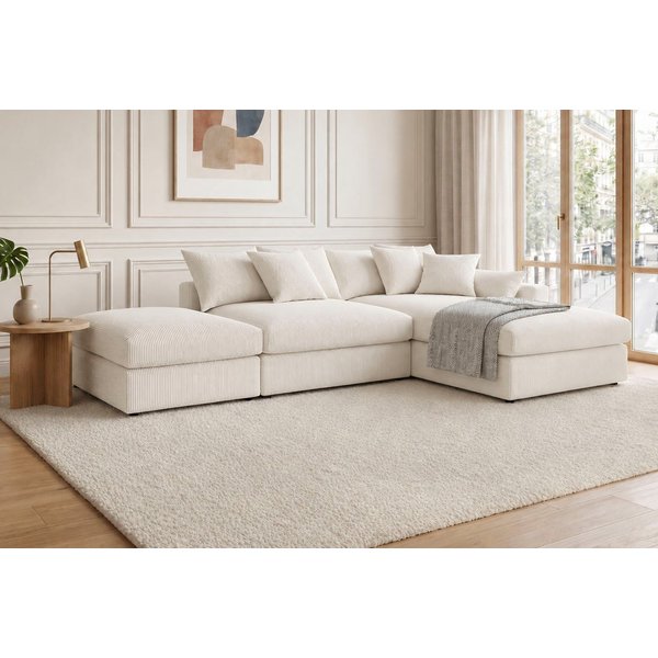 OTTO home Ecksofa Cosy Lounge L-Form, Breite 333 cm, Mega-Sofa mit Cordstoff bezogen, mit Federkern & 4 Zierkissen