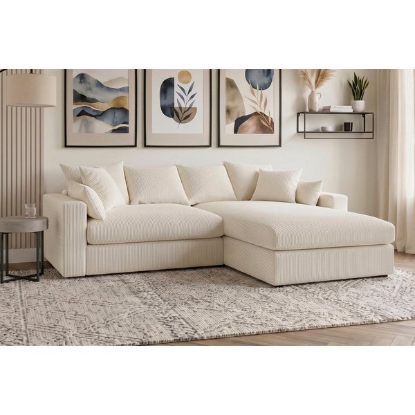 OTTO home Ecksofa Cosy Lounge L-Form, Breite 268 cm, Mega-Sofa mit Cordstoff bezogen, mit Federkern & 5 Zierkissen