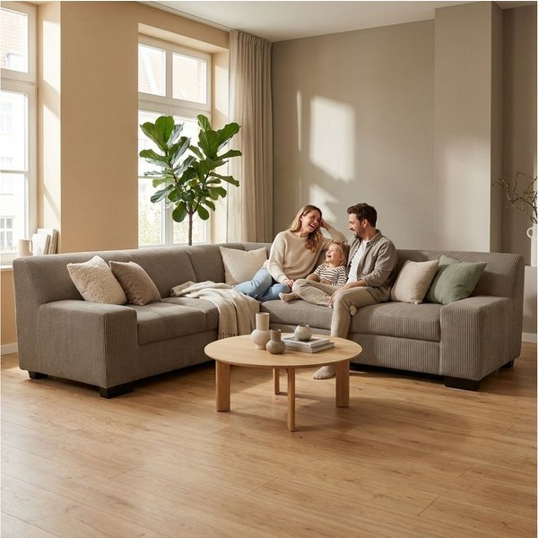 OTTO home Ecksofa Faxxe 249 x 214 cm, auch mit Schlaffunktion, aus haustierfreundlichem Pet Friendly Cord, L-Form
