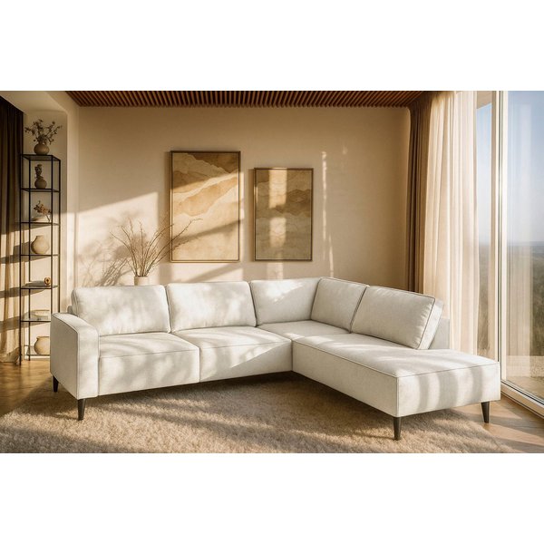 OTTO home Ecksofa Fumone, Lederoptik oder Soft-Touch Chenille, Breite 260, mit schwarzen Massivholzfüßen
