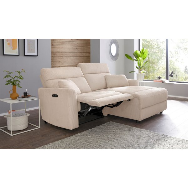 OTTO home Ecksofa JENNA L-Form, 209cm - OTTO. Verlässliche Qualität., manuelle o. elektrische Relaxfunktion, USB A/C, weicher Sitz, Cord.