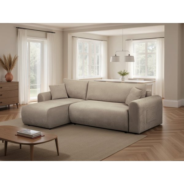 OTTO home Ecksofa JONAA L-Form, 241cm. inkl. Schlaffunktion, weicher Feinstruktur Stoff, Tonnentaschen-Federkern, Bettkasten, Schlafsofa (133/200)