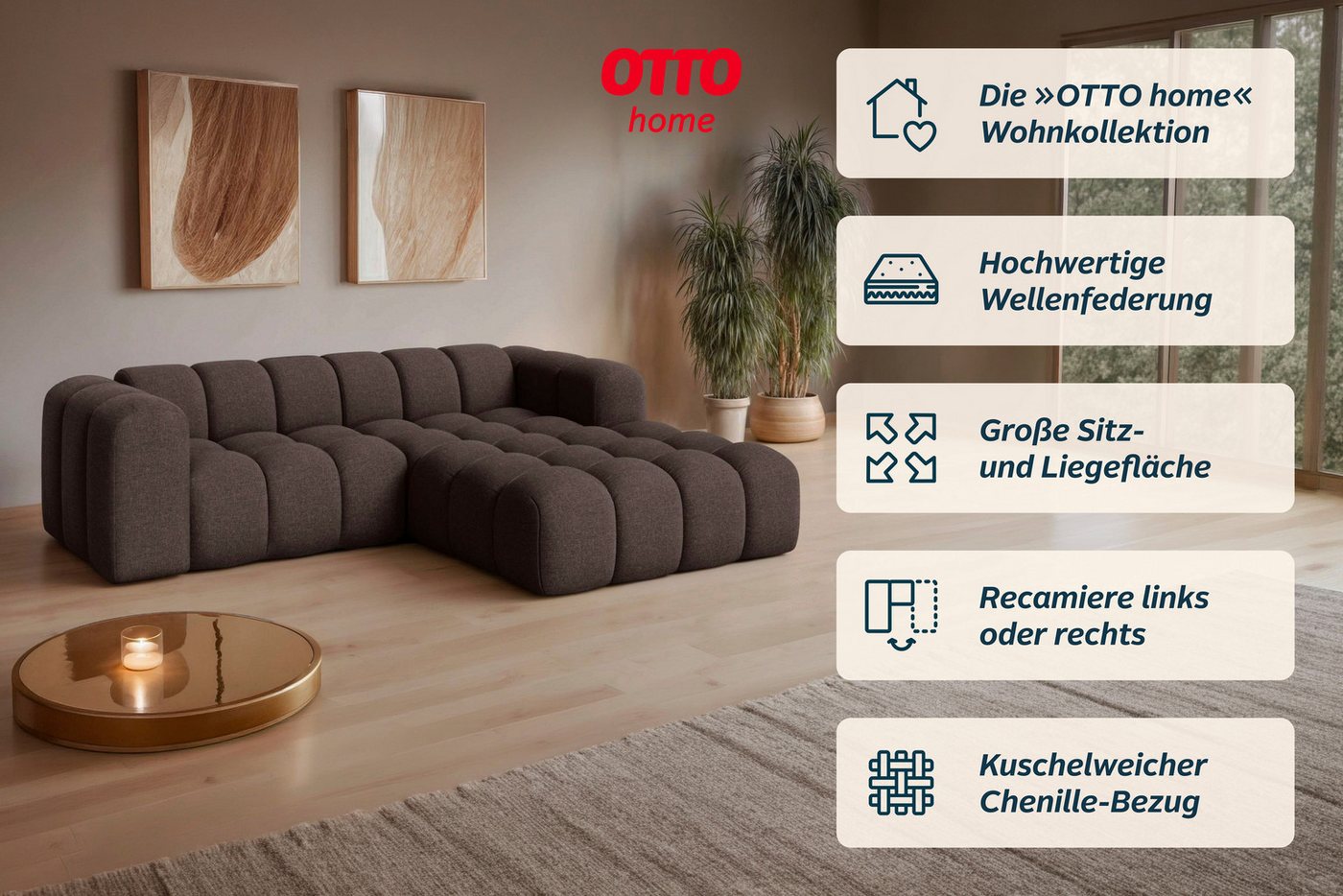 OTTO home Ecksofa KALLIE L-Form, 248 cm - OTTO. Verlässliche Qualität., Bubble Optik, moderne Steppung, hoher Sitzkomfort – Bild 3 von 5