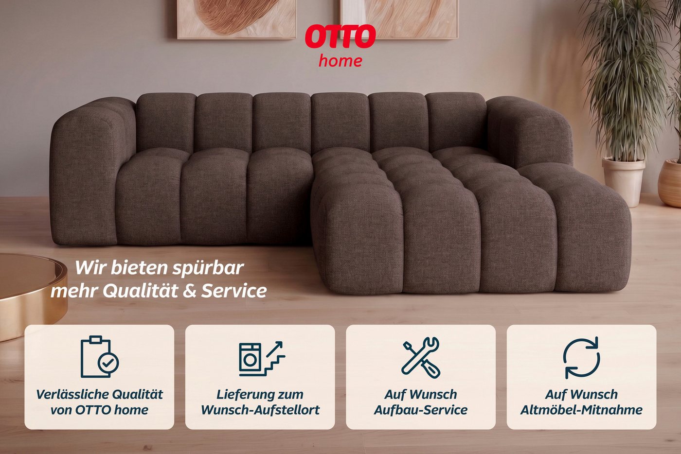 OTTO home Ecksofa KALLIE L-Form, 248 cm - OTTO. Verlässliche Qualität., Bubble Optik, moderne Steppung, hoher Sitzkomfort – Bild 5 von 5