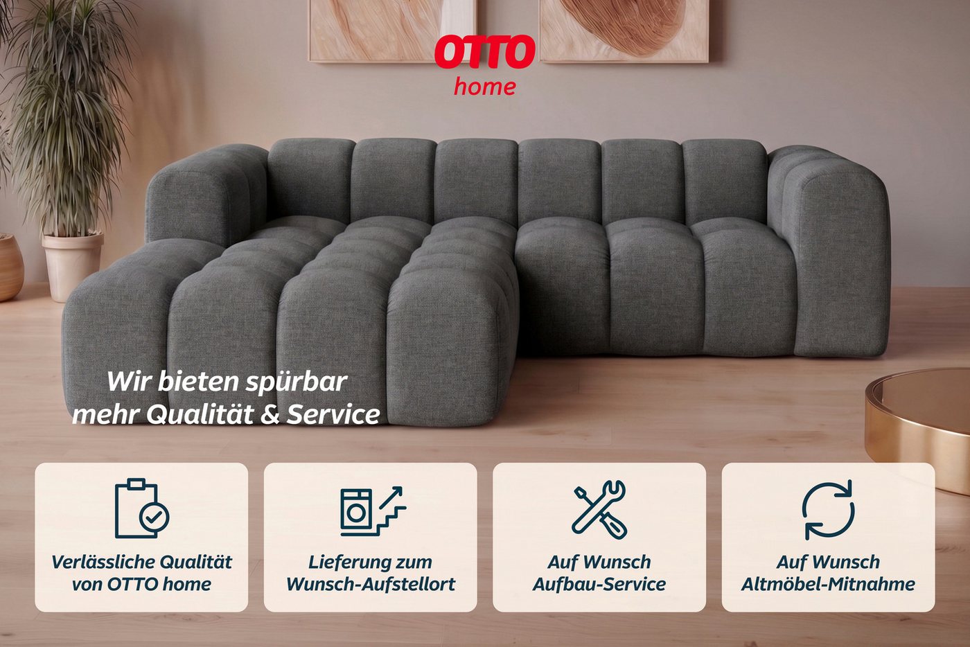 OTTO home Ecksofa KALLIE L-Form, 248 cm - OTTO. Verlässliche Qualität., Bubble Optik, moderne Steppung, hoher Sitzkomfort – Bild 5 von 5