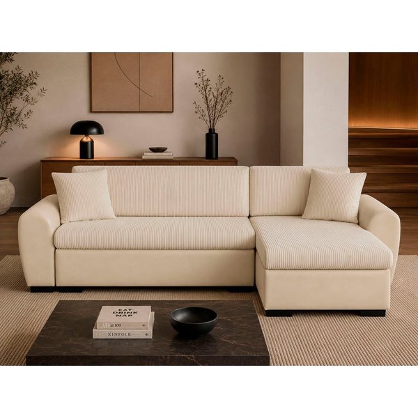 OTTO home Ecksofa KIVELLA mit Schlaffunktion, Cord-Struktur, L-Form, 240 cm, Schlafsofa - Liegefläche (128/191), Bettkasten, Cord-Struktur-Mix