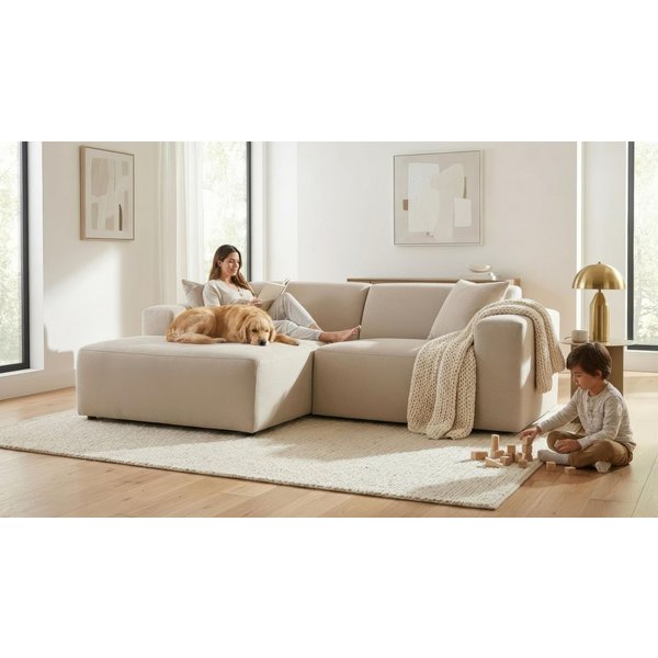 OTTO home Ecksofa Koa, 228 cm, L-Form, Modulsofa in Cord, Chenille, Struktur, Webstoff, Designsofa, weicher Lounge-Sitzkomfort, Welleunterfederung, bodentief