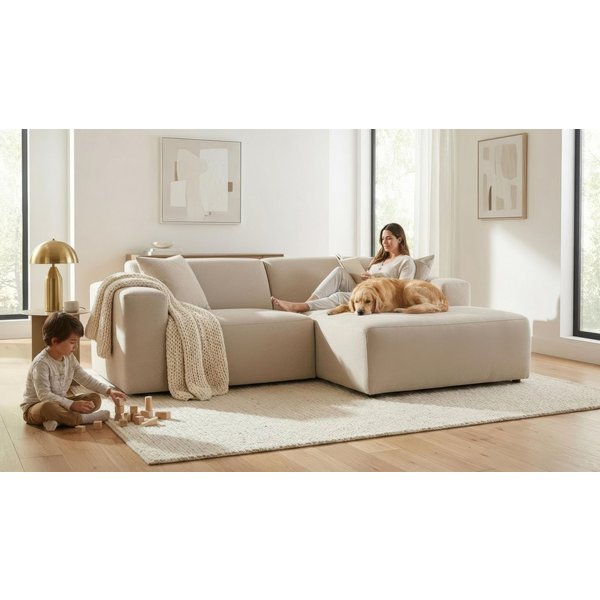 OTTO home Ecksofa Koa, 228 cm, L-Form, Modulsofa in Cord, Chenille, Struktur, Webstoff, Designsofa, weicher Lounge-Sitzkomfort, Welleunterfederung, bodentief