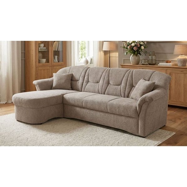 OTTO home Ecksofa Langelland 232 x 146 cm, auch mit Schlaffunktion, mittelfester Sitz, L-Form, mit Federkern, pflegeleichter, weicher Luxus-Microfaser