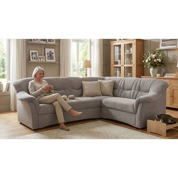 OTTO home Ecksofa Langelland 232 x 146 cm, auch mit Schlaffunktion, mittelfester Sitz, L-Form, mit Federkern, pflegeleichter, weicher Luxus-Microfaser