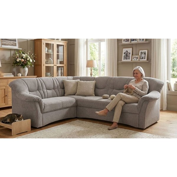 OTTO home Ecksofa Langelland 232 x 146 cm, auch mit Schlaffunktion, mittelfester Sitz, L-Form, mit Federkern, pflegeleichter, weicher Luxus-Microfaser