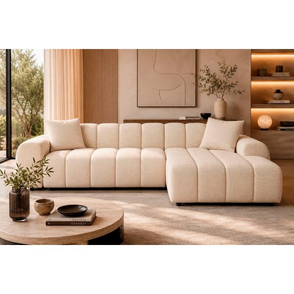OTTO home Ecksofa LAURRENT mit Schlaffunktion, Feinstruktur, L-Form, 246 cm, Liegefläche (123/191cm), Bettkasten, Taschenfederkern u. Topper