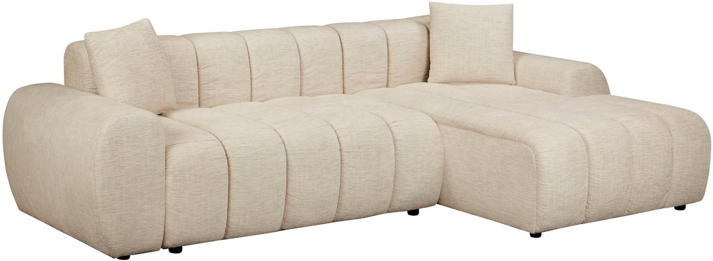 OTTO home Ecksofa LAURRENT mit Schlaffunktion, Feinstruktur, L-Form, 246 cm, Liegefläche (123/191cm), Bettkasten, Taschenfederkern u. Topper – Bild 5 von 5