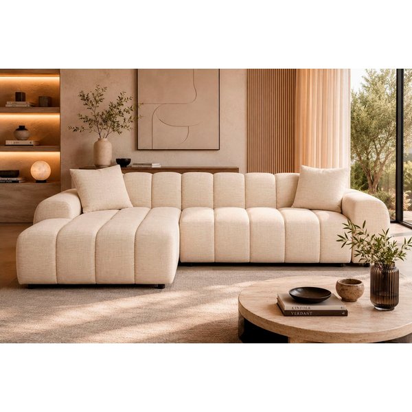 OTTO home Ecksofa LAURRENT mit Schlaffunktion, Feinstruktur, L-Form, 246 cm, Liegefläche (123/191cm), Bettkasten, Taschenfederkern u. Topper