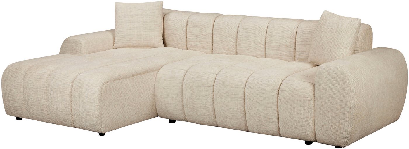 OTTO home Ecksofa LAURRENT mit Schlaffunktion, Feinstruktur, L-Form, 246 cm, Liegefläche (123/191cm), Bettkasten, Taschenfederkern u. Topper – Bild 5 von 5