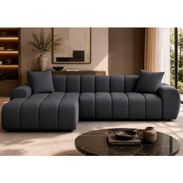 OTTO home Ecksofa LAURRENT mit Schlaffunktion, Feinstruktur, L-Form, 246 cm, Liegefläche (123/191cm), Bettkasten, Taschenfederkern u. Topper