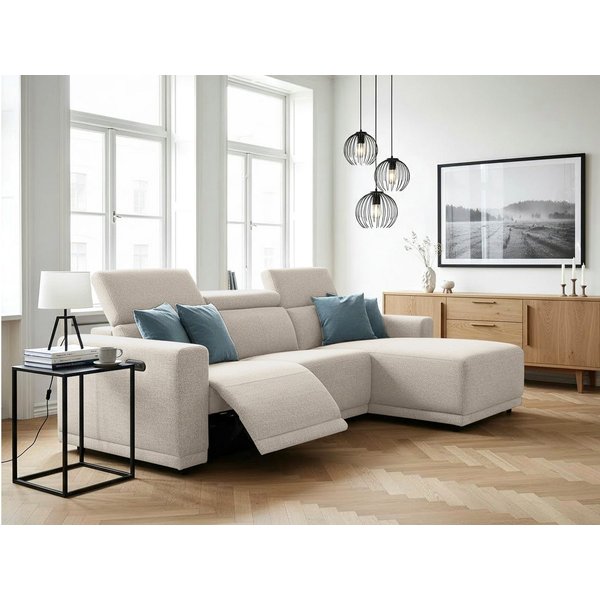 OTTO home Ecksofa LEOON L-Form, 255 cm - elektr. Relaxfunktion, mit USB A/C-Anschluss. Federkern, verstellbaren Kopfstützen, Webstoff