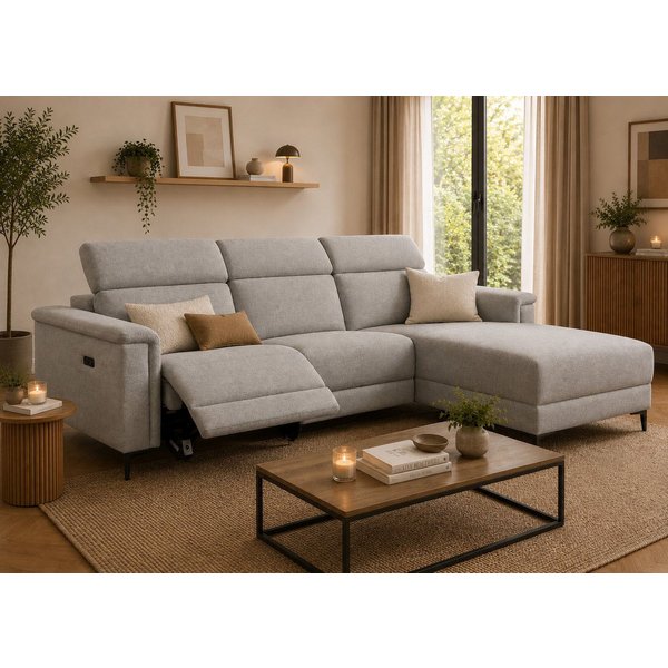 OTTO home Ecksofa LUND, Struktur-Bezug, L-Form, 261cm, man. /elektr. Relaxfunktion, auch mit USB A-Anschluss sowie Kopfteilverstellung