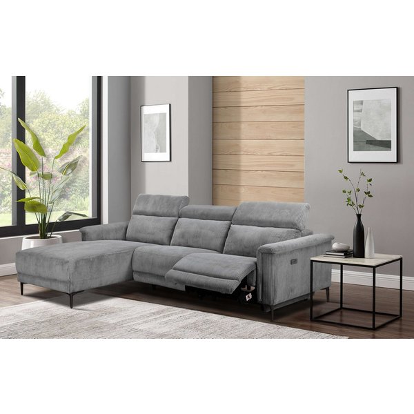 OTTO home Ecksofa LUND Cord, L-Form, 261 cm, man. o. elektr. Relaxfunktion (mit USB-A), mit USB A-Anschluss bei elektrischer Variante und Kopfteilverstellung