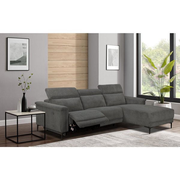 OTTO home Ecksofa LUND Cord, L-Form, 261 cm, man. o. elektr. Relaxfunktion (mit USB-A), mit USB A-Anschluss bei elektrischer Variante und Kopfteilverstellung
