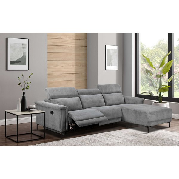 OTTO home Ecksofa LUND Cord, L-Form, 261 cm, man. o. elektr. Relaxfunktion (mit USB-A), mit USB A-Anschluss bei elektrischer Variante und Kopfteilverstellung